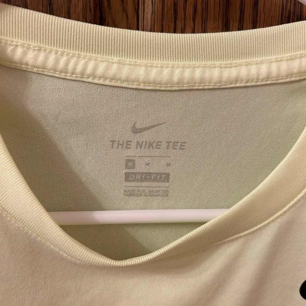 Nike Dri-Fit Light Yellow Tee with Black Swoosh Medium
